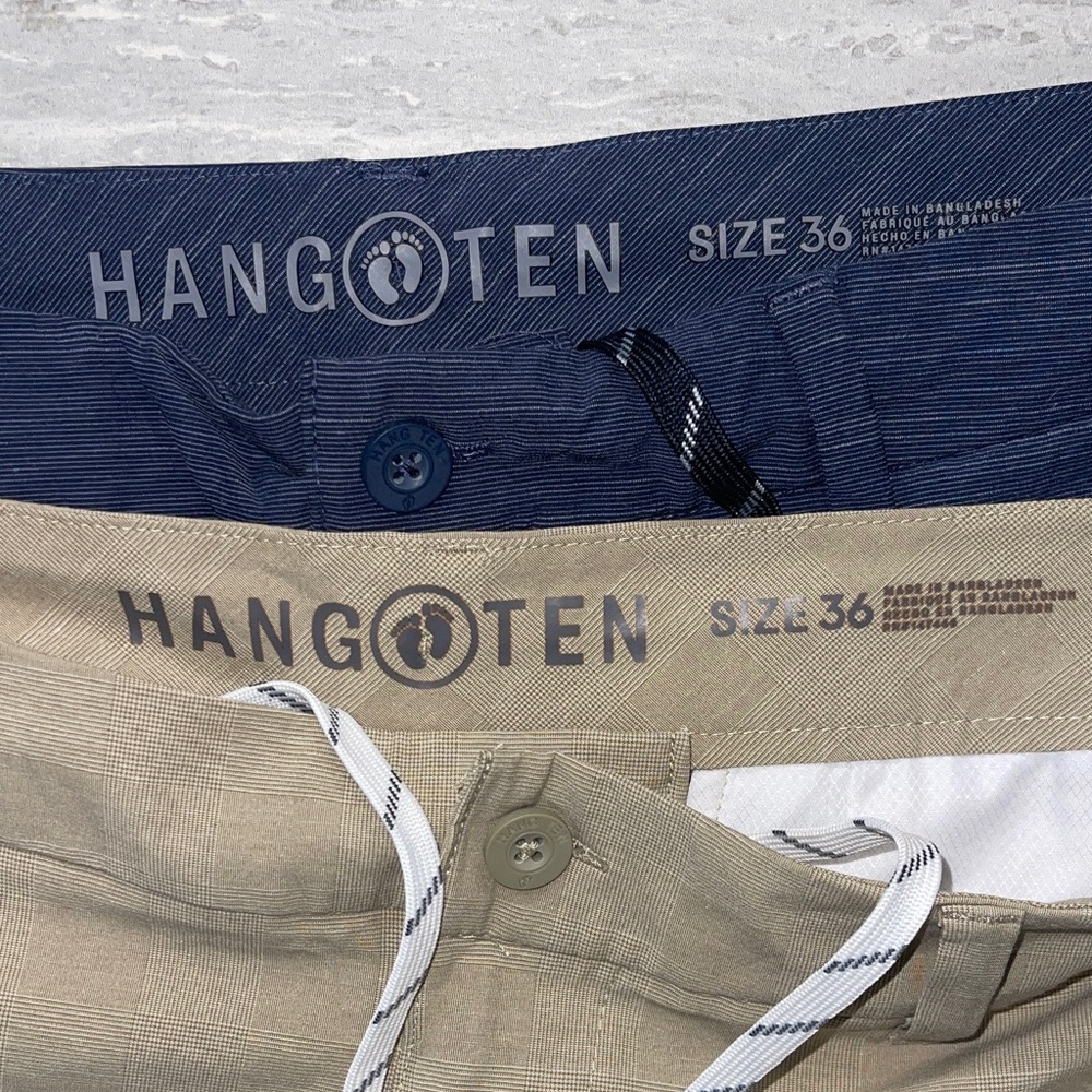 2 Pair set of Hang Ten Men's Navy & Tan Shorts - Picture 2 of 10